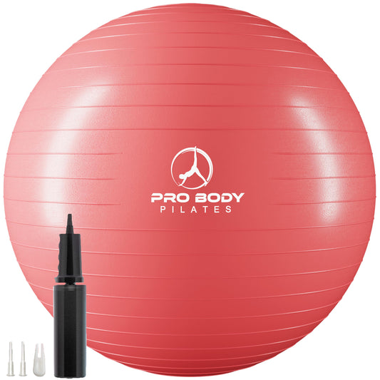 ProBody Pilates Exercise Ball - Multiple Sizes Gym Grade Balance Ball for Fitness, Workout, Pregnancy & Physical Therapy, Stability Yoga Ball Chair (Red, 55 cm)
