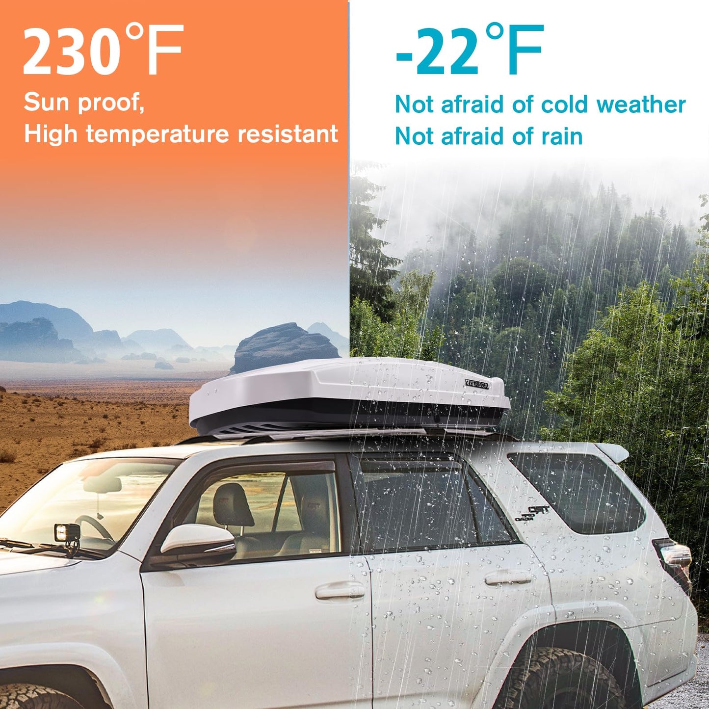 SHINEUX Rooftop Cargo Carrier Hard Shell with Security Keys, Cargo Box, 15.5 Cubic Feet Roof Rack Cargo Carrier, Rainproof Cargo Carrier for Top of Vehicle(Tool-Free Install), White.(B58)