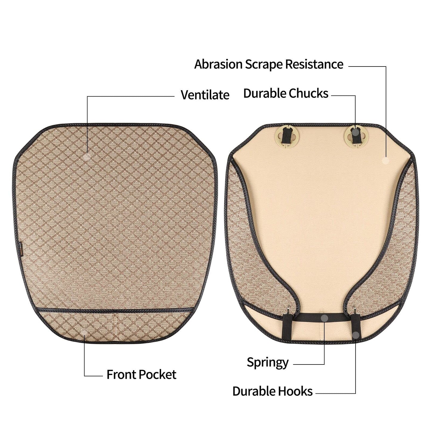 XZPILINA Summer Breathable Car Seat Cover,Include Front Bottom Car Seat Protector and Rear Bottom Car Seat Cover,Universal for Four Season(Beige,3PCS)