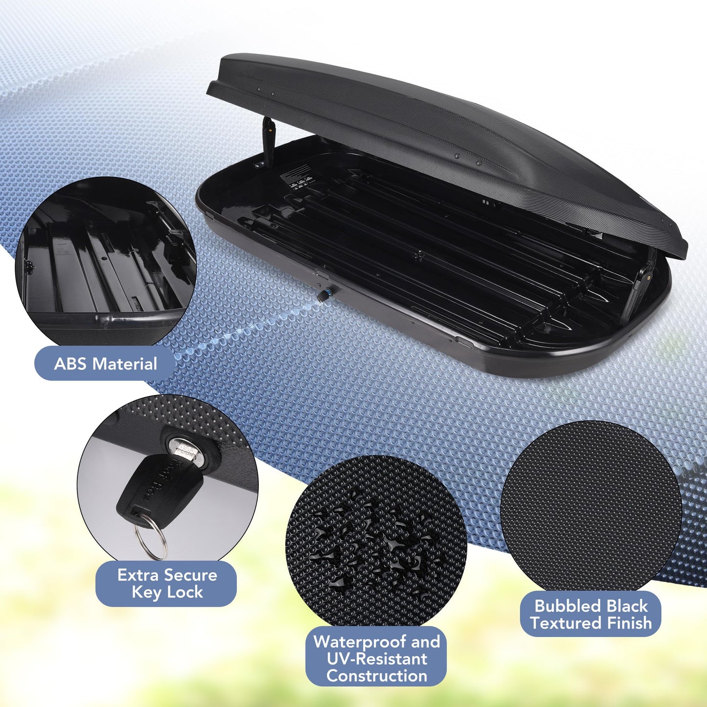 12 Cu Ft Hardshell Roof Cargo Box - 165Lb Capacity Lockable Carrier, Rooftop Cargo Carrier for SUV/Car Travel, Waterproof Storage
