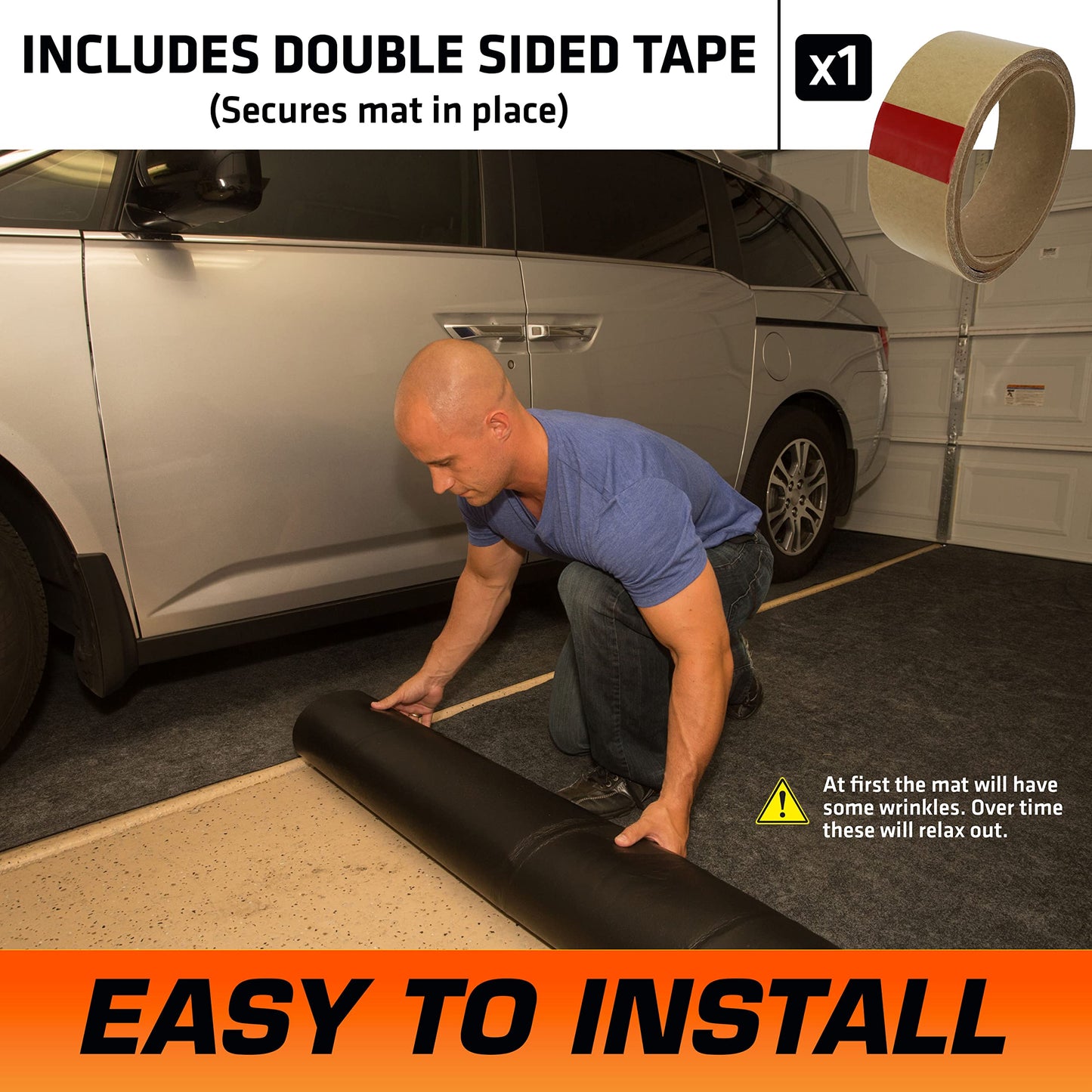 Armor All Original Garage Floor Mat, (17' x 7'4"), (Includes Double Sided Tape), Protects Surfaces, Transforms Garage - Absorbent/Waterproof/Durable (USA Made) (Charcoal)