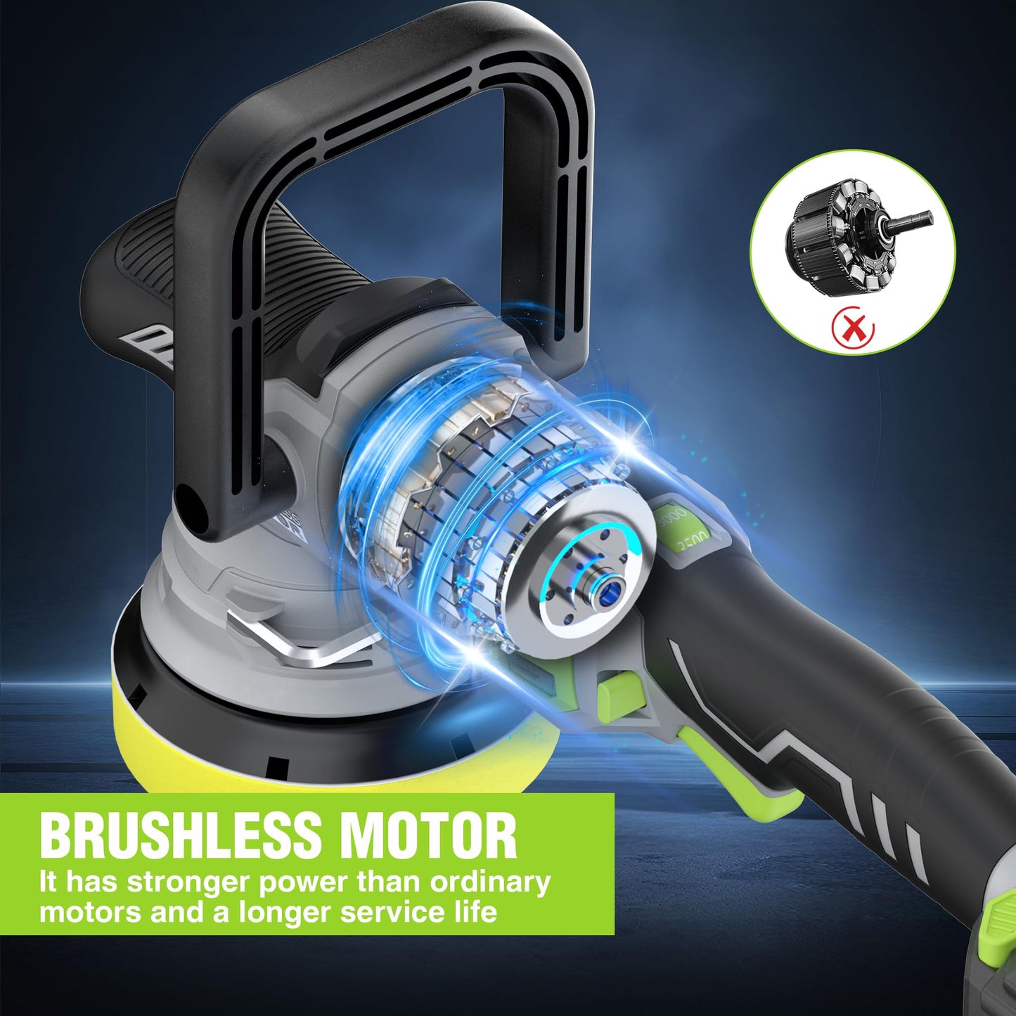 WORKPRO 5" Cordless Car Buffer Polisher, 20V Professional Brushless Polisher with 4.0Ah Battery, Orbital Pulidora De Autos Inalambrica with 7 Speed, Random Polisher Kit for Car Detailing, Waxing