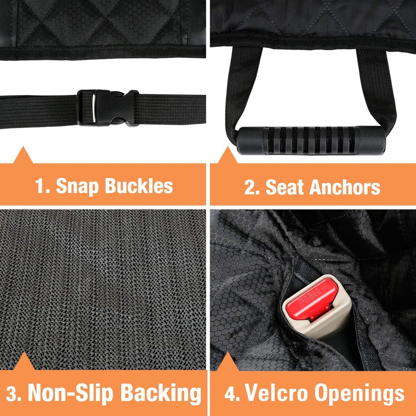 PETICON Waterproof Scratchproof Pet Bench Seat Covers for Cars, Trucks, SUVs, Nonslip Durable Back Seat Cover for Dogs, Washable Backseat Protection, Black