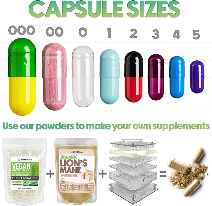XPRS Nutra Size 1 Empty Capsules - 100 Count Empty Gelatin Capsules - Pill DIY Capsule Filling - Pure Bovine Pill Gel Caps for Do-It-Yourself Supplements (Purple/White)