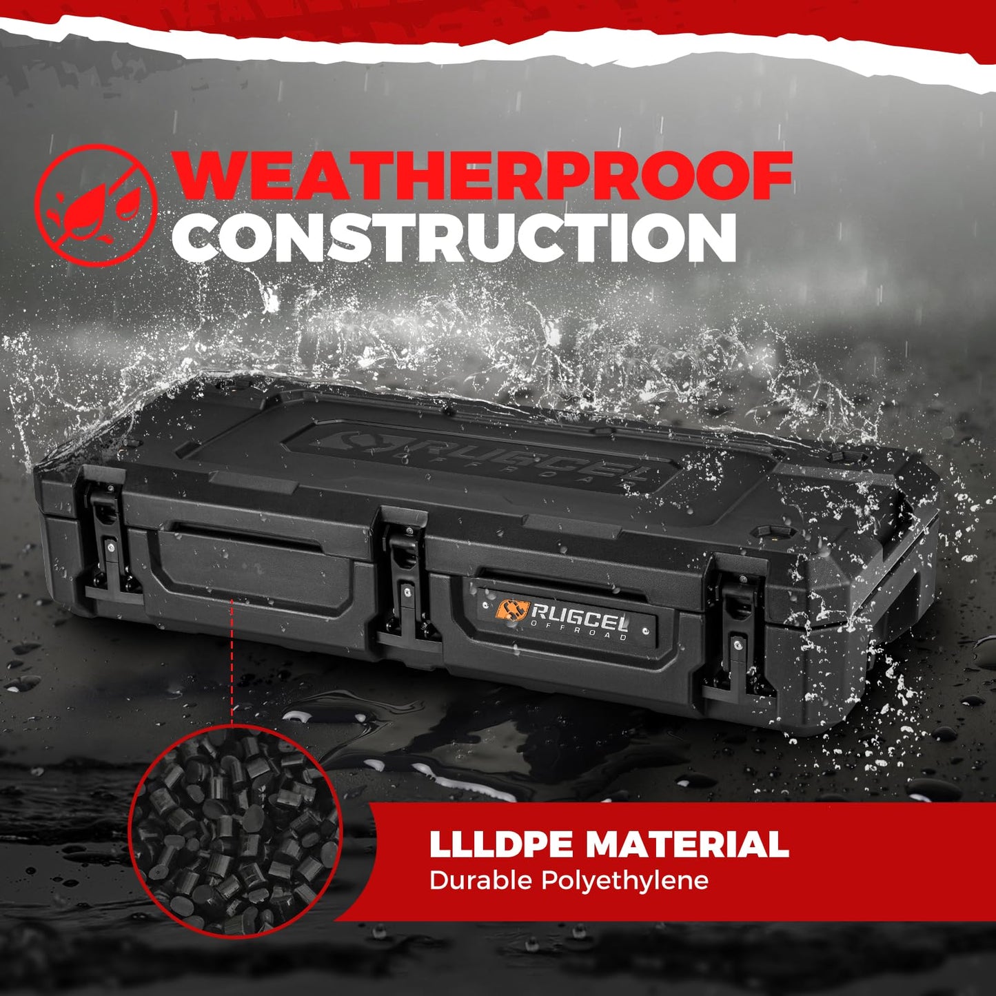 RUGCEL 58L Waterproof Dry Box - Heavy-Duty Overland & Off-Road Storage Case for Car Camping Equipment, Roof Gear & Vehicle Luggage