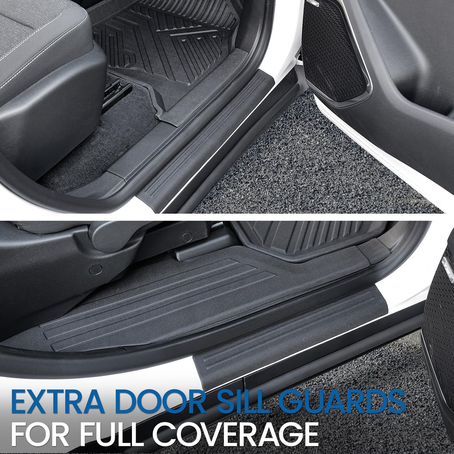 JOULARISE Floor Mats Set for 2024 2025 2026 Chevy Traverse & 2025 2026 Buick Enclave 7 Seats Captain Chairs, TPE All Weather Cargo Liner Trunk Mat Door Sill Guards Car Accessories