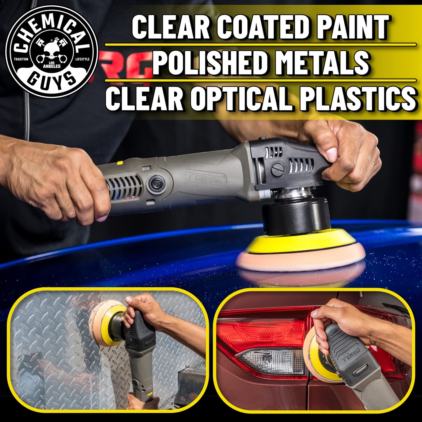 Chemical Guys BUF_209X TORQX Random Orbital Polisher, Complete Detailing Kit with Pads, Pad Cleaner & Conditioner, Towels (Safe for Cars, Trucks, SUVs, & More) 700W, Orbit 8mm - 12 Items