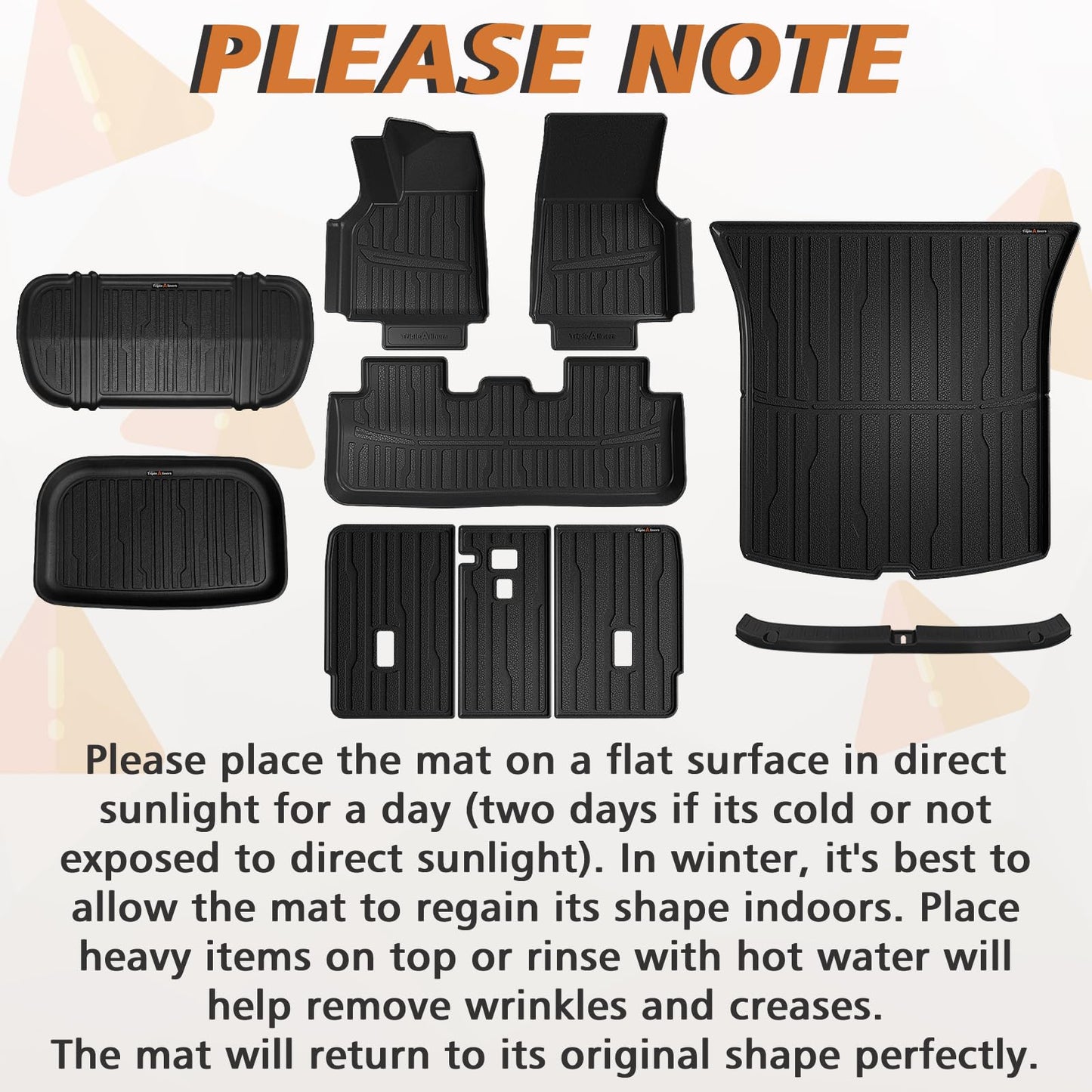 TripleAliners 10PCS Floor Mats Fit for 2026+ Tesla Model Y Juniper Set Full Protection All Weather TPE Anti-Slip Custom Fit Floor& Frunk& Trunk& Rear Lower& Backrest Mat& Bumper Guard