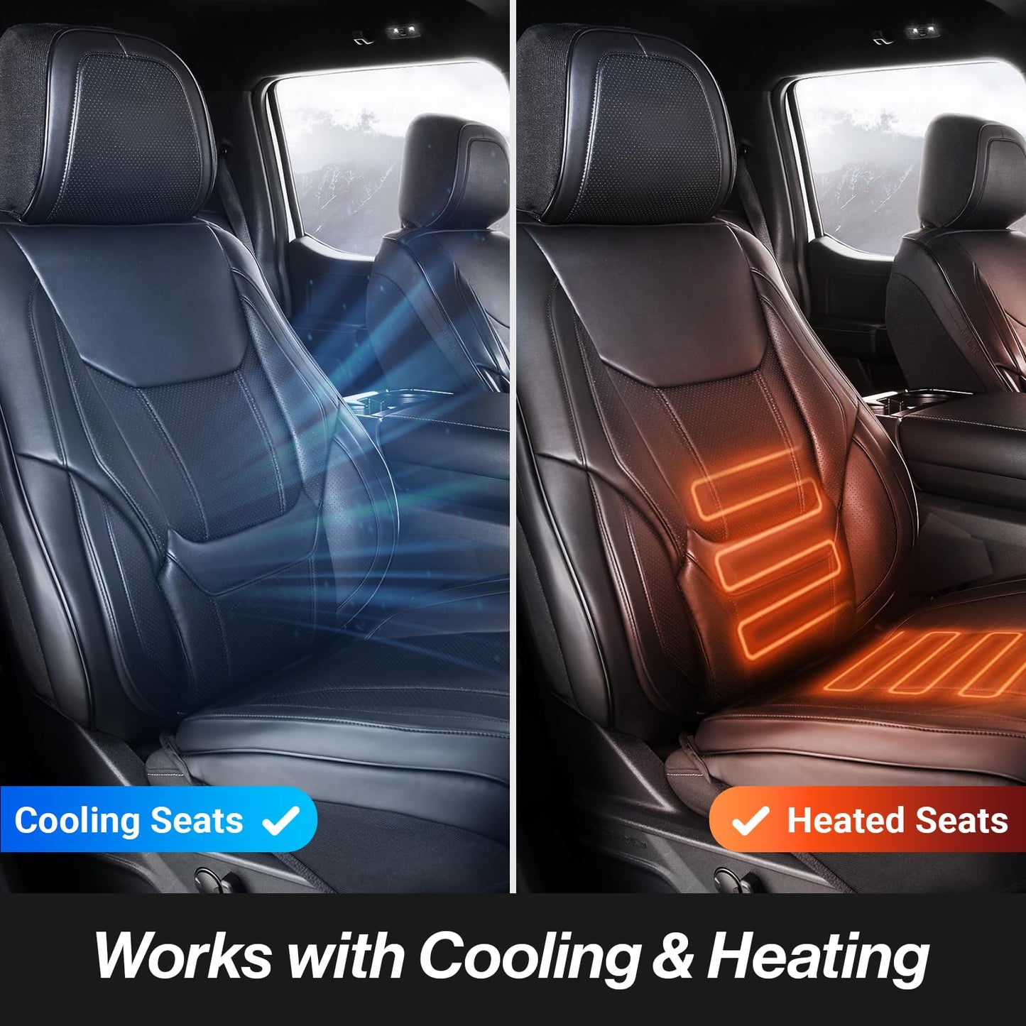 Coverland Custom Car Seat Covers Compatible with 2005-2021 Nissan Frontier Crew Cab, King Cab - Premium Leather Non-Slip Memory Foam Waterproof Custom fit Interior Protector [Full Set Seat-Black]