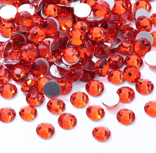 Hyacinth Flatback Rhinestones, Glass Rhinestones for Nail Art and Craft, Glue Fix, Loose Crystal Gemstones(Orange, SS12, 2880pcs, 2.9-3.0mm)