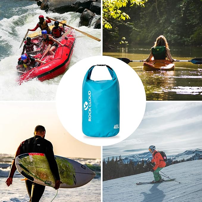 ROCK CLOUD Dry Bag Waterproof 40L Dry Sack for Kayaking Rafting Boating Beach Surfing Swimming Canoe Camping Hiking Fishing Ski, Black