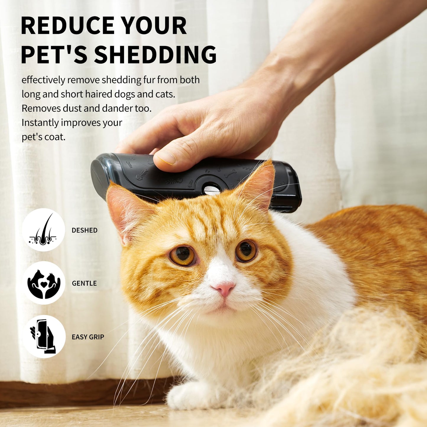 PetPog Deshedding Dog Brush and Grooming Tool – Pet Hair Remover Comb for Shedding, Easy Clean, Effective for Short and Long Hair, Professional Pet Grooming Brush for Dogs and Cats
