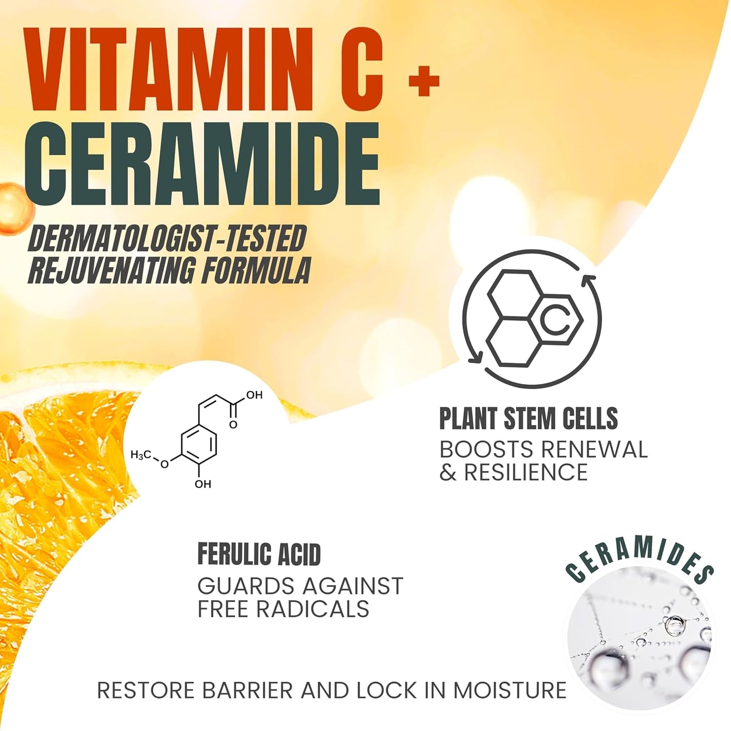 Vitamin C Body Lotion with Ceramides & Stem Cells, Anti-Aging Moisturizer Cream for Noticeably Youthful, Even Skin Tone, Lightweight, Fragrance-Free, 16.9 oz