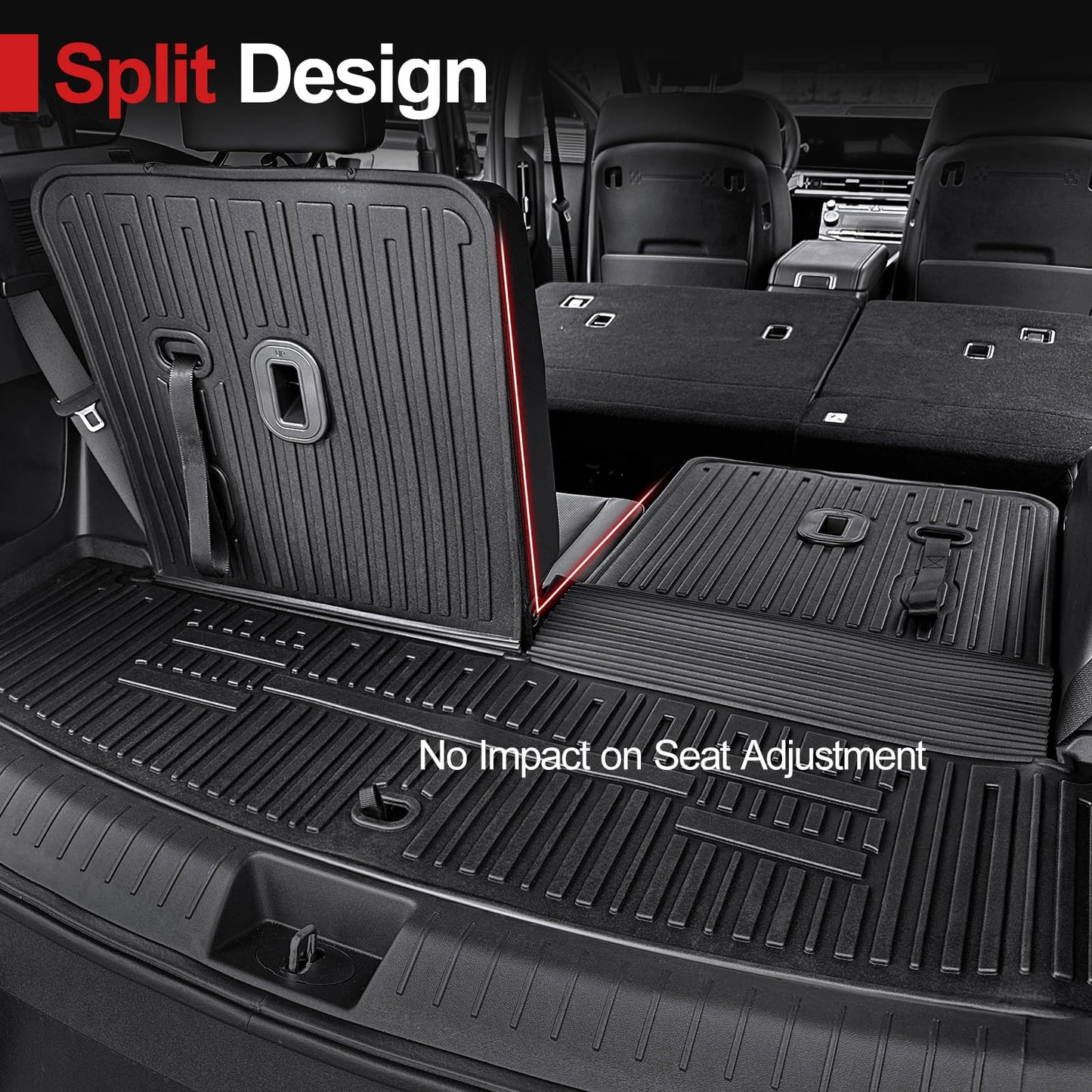 HOUCLEMIC Floor Mats for 2024 2025 2026 Hyundai Santa Fe (Fit Hybrid and Fuel), TPE All Weather Protection Custom Trunk Cargo Mat with Backrest Mat for Santa Fe Calligraphy Accessories