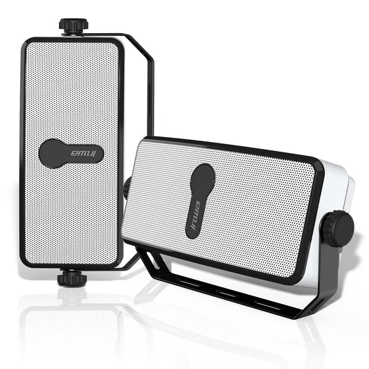 Inwa Bluetooth Outdoor Speaker, IPX5 Waterproof Wall Mount Speaker, Wireless Sync Up to 100 Speakers, Connect Seamlessly to Phone, Computer, Echo Dot, Suitable for Patio, Porch, Gazebo, Garage, 2 PCS