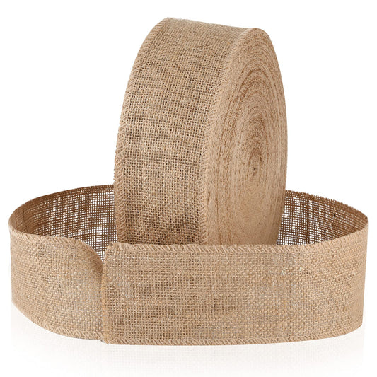 Tatuo 49 Yards Burlap Ribbon Fabric Natural Jute Fabric Crafts Wedding Burlap DIY Ribbon for Gift Wrapping Home Decor Fall Bows Flower Bouquet Christmas Tree(3 Inch Wide)