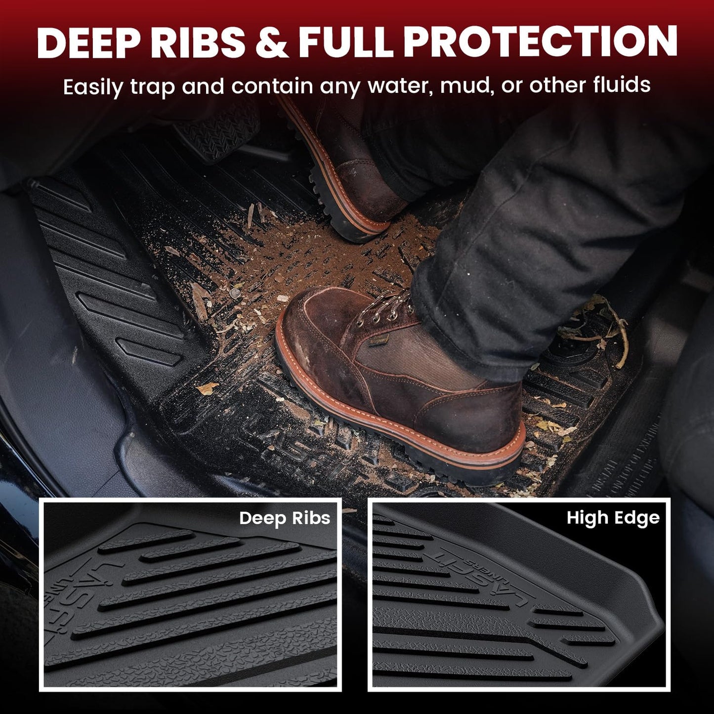 LASFIT Floor Mats & Cargo Mat for Hyundai Sonata 2020-2026 (Only Fit FWD & Gas) / Kia K5 2021-2025 (Only Fit FWD) All Weather TPE Custom Fit Floor Liners for Car Mats Trunk Mats