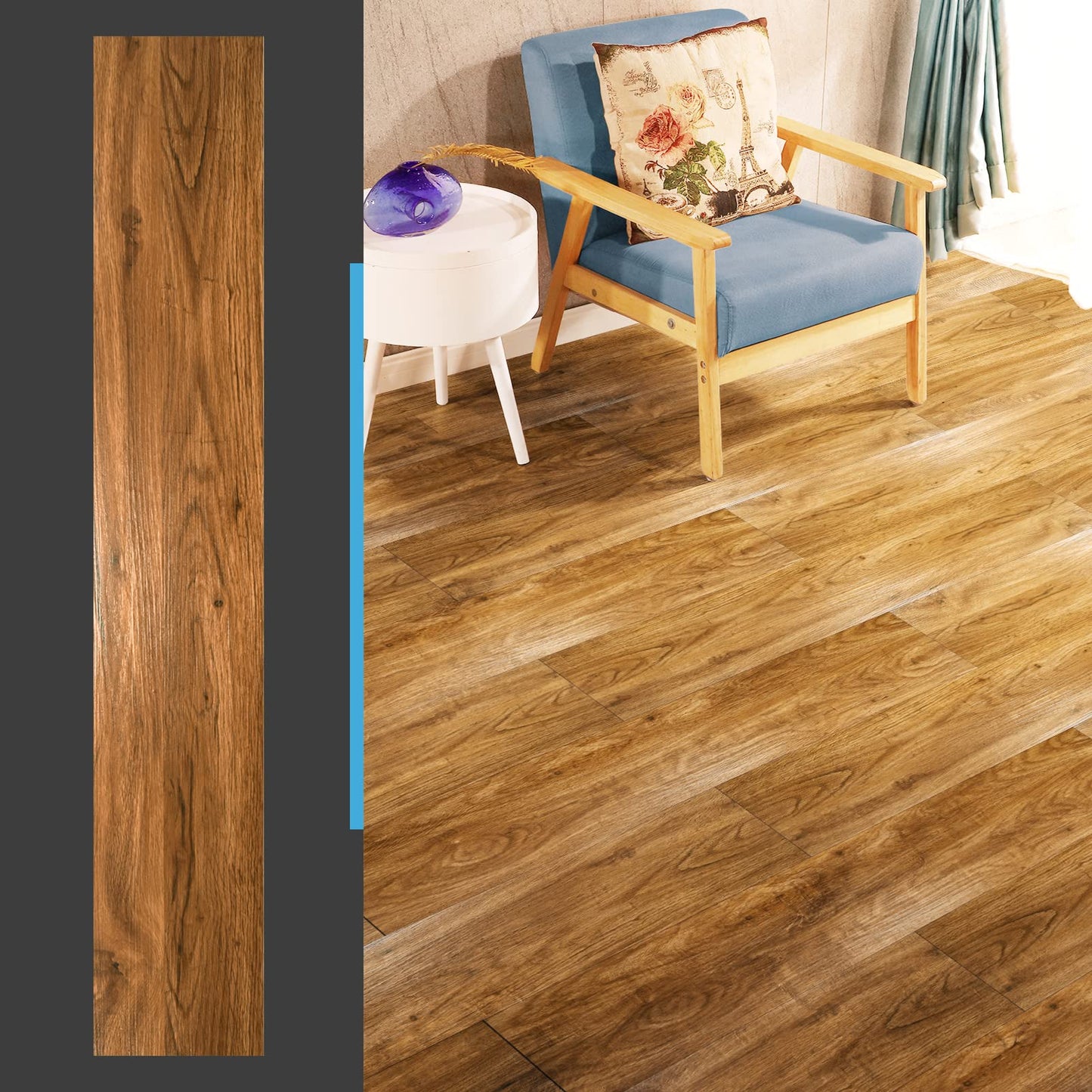 Art3d 36-Pack 54 Sq.ft Peel and Stick Floor Tiles Vinyl Plank Flooring Wood Look, Adhesive and Waterproof Tile Sticker for Bedroom, Living Room, Kitchen, RV in Rosewood