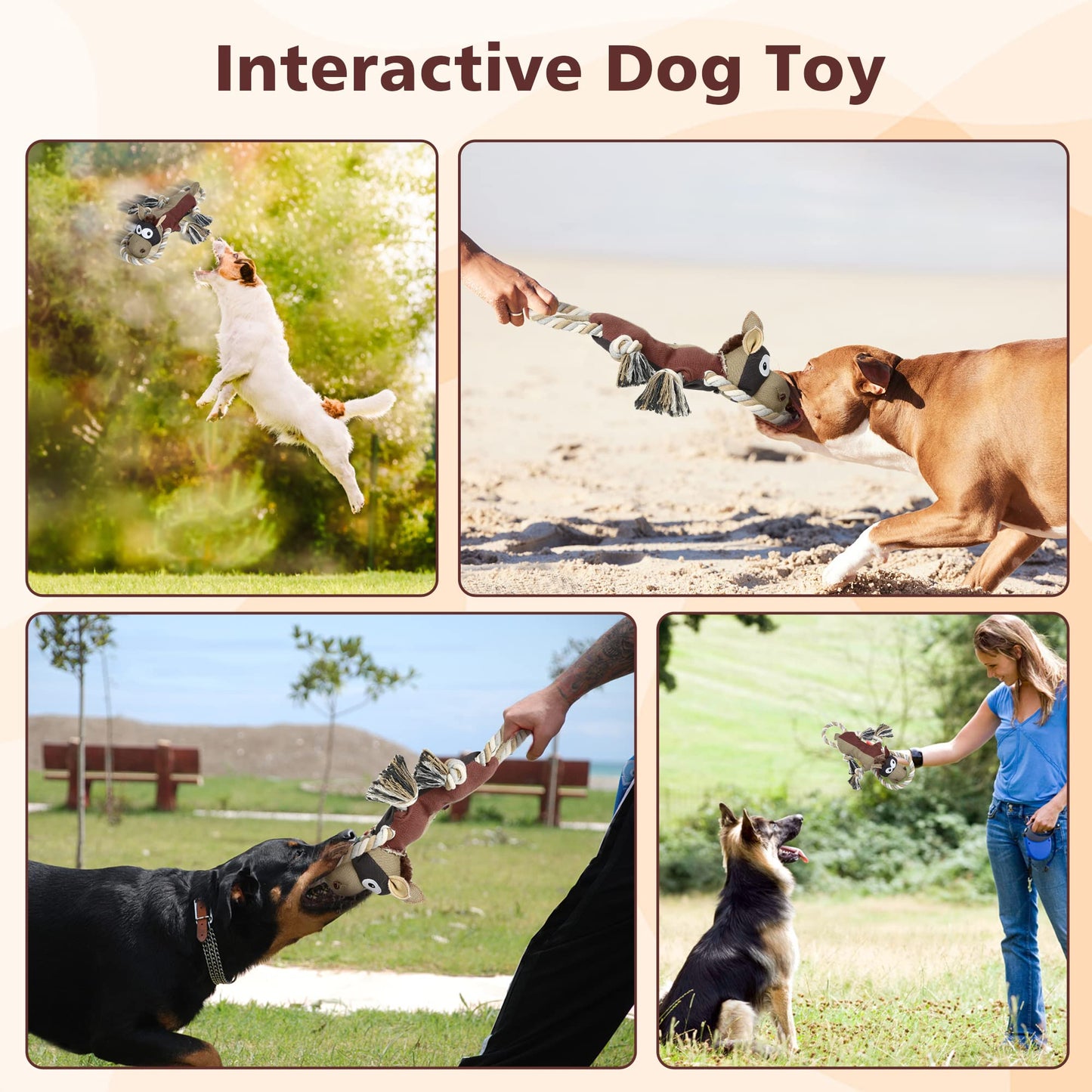 IOKHEIRA Dog Toys for Aggressive Chewers,Tough Indestructible Dog Toys,Squeaky Dog Toys for Large Dogs,Durable Dog Chew Toys (Auburn)