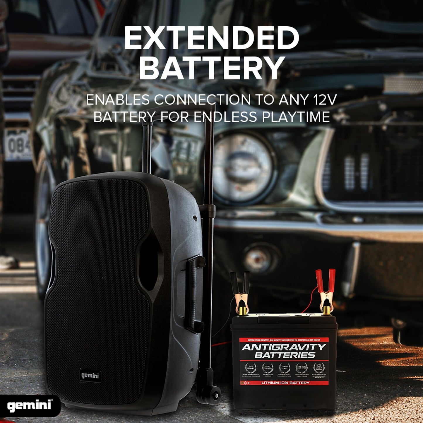 Gemini 12” 1500W Wireless Battery-Powered Bluetooth PA Speaker with Mic & Guitar Inputs, USB/SD/FM – Rugged Pro Audio for Outdoor Events, Instructors & Musicians (AS-12TOGO)