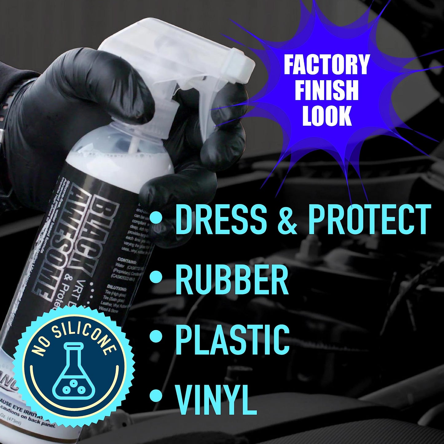 Nanoskin BLACK AWESOME Silicone-Free VRT Dressing Protectant 5 Gallons – Adjustable Like-New Finish to Vinyl, Rubber, Tire, Trim, Plastic, Interior & More | Safe for Cars, Trucks, Motorcycles, RVs