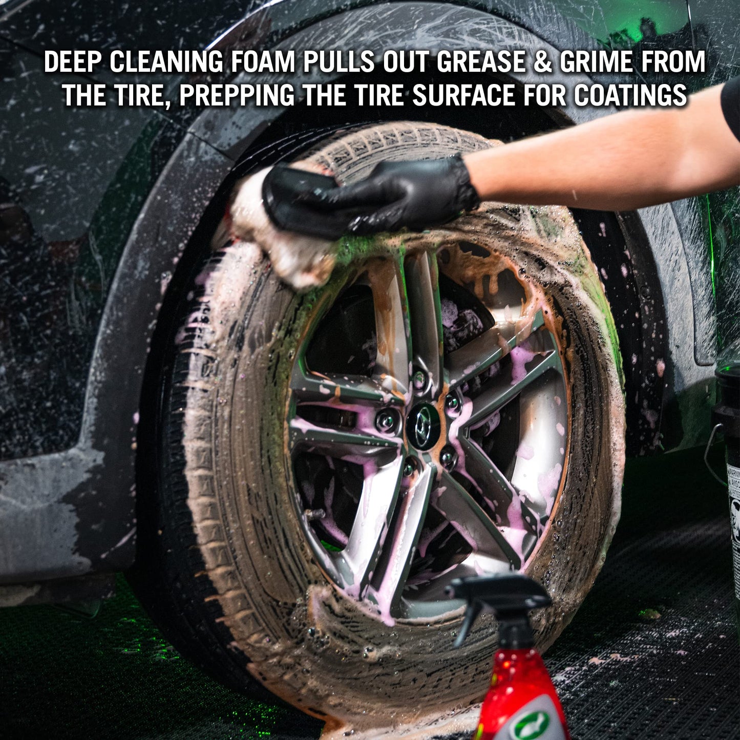 Turtle Wax 53734 Hybrid Solutions Hyper Foam Wheel and Tire Cleaner, Spray on Heavy Duty Formula for Both Wheels and Tires, Brake Dust Remover, Clean and Prep for Tire Shine, 23 oz. (Pack of 1)