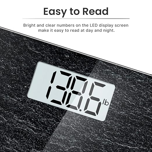 RENPHO Digital Bathroom Scale, Highly Accurate Body Weight Scale with Lighted LED Display, Round Corner Design, 400 lb, Core 1S, Marble