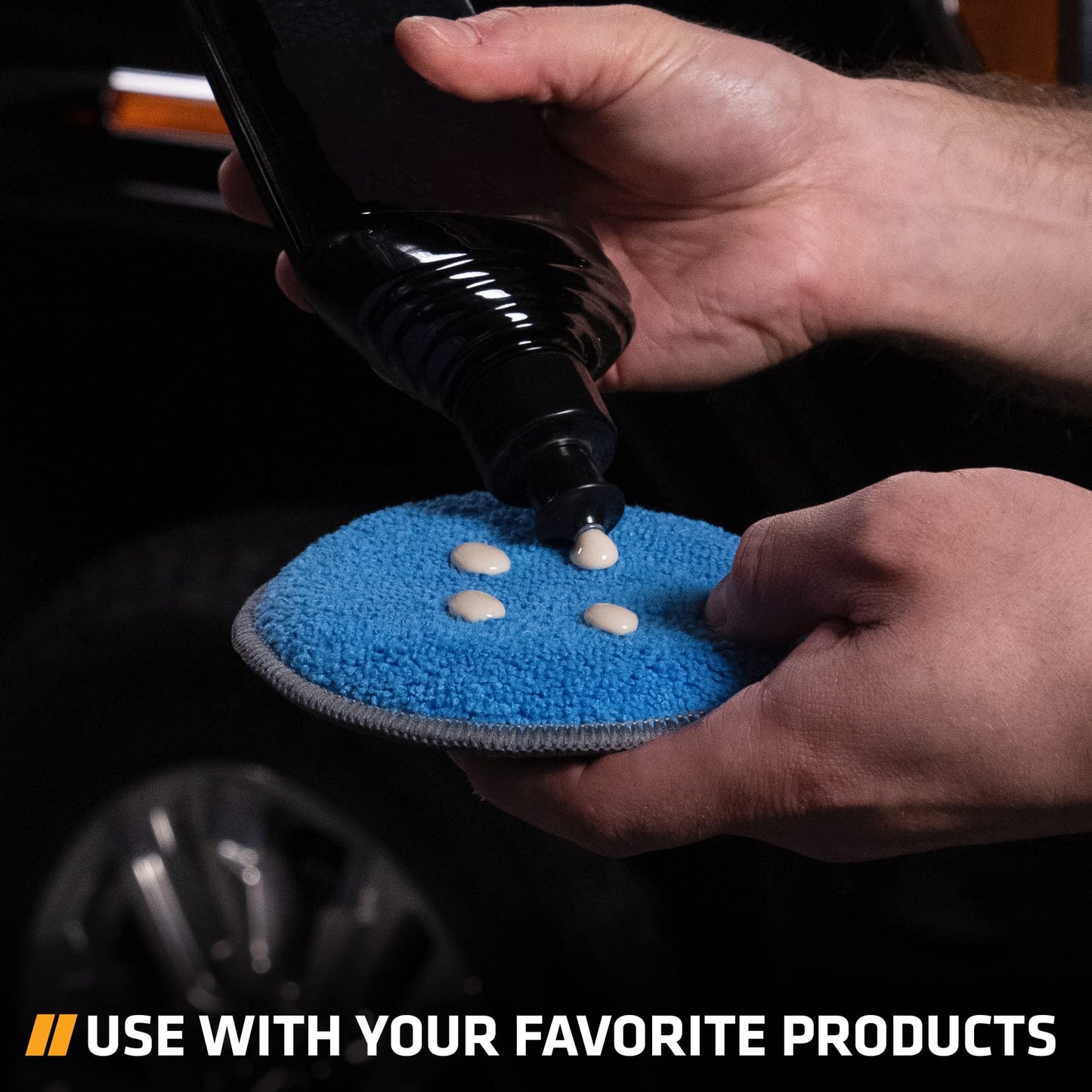 VIKING Microfiber Car and Tire Wax Applicator Pads and Cleaning Pads - Blue/Grey, 5 in. Diameter, 6 Pack