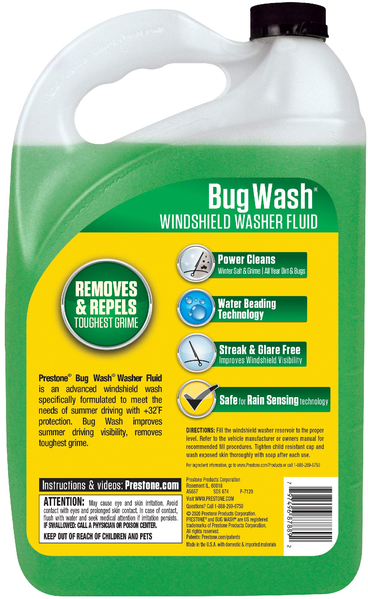 Prestone AS657-6PK Bug Wash Windshield Washer Fluid, 1 Gallon (Pack of 6)