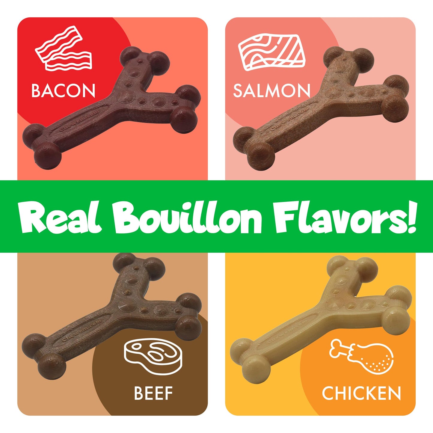 Chew'ems Durable Chew Toys for Small Dogs | Long-Lasting & Flavorful Chew Dog Toys, Small Dog Breeds | Chicken-Flavored