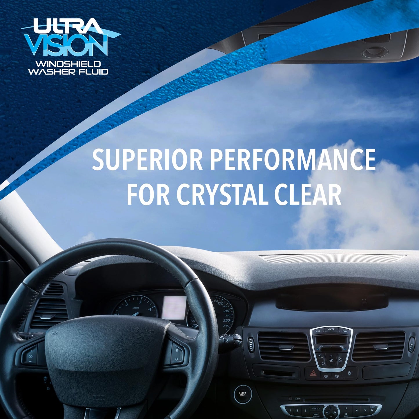UltraVision Windshield Washer Fluid - Advanced Formula for Car Windshield Wiper Fluid Crystal-Clear Vision in Weather Conditions +32F - All Weather - Bug Remover - 1 US Quart