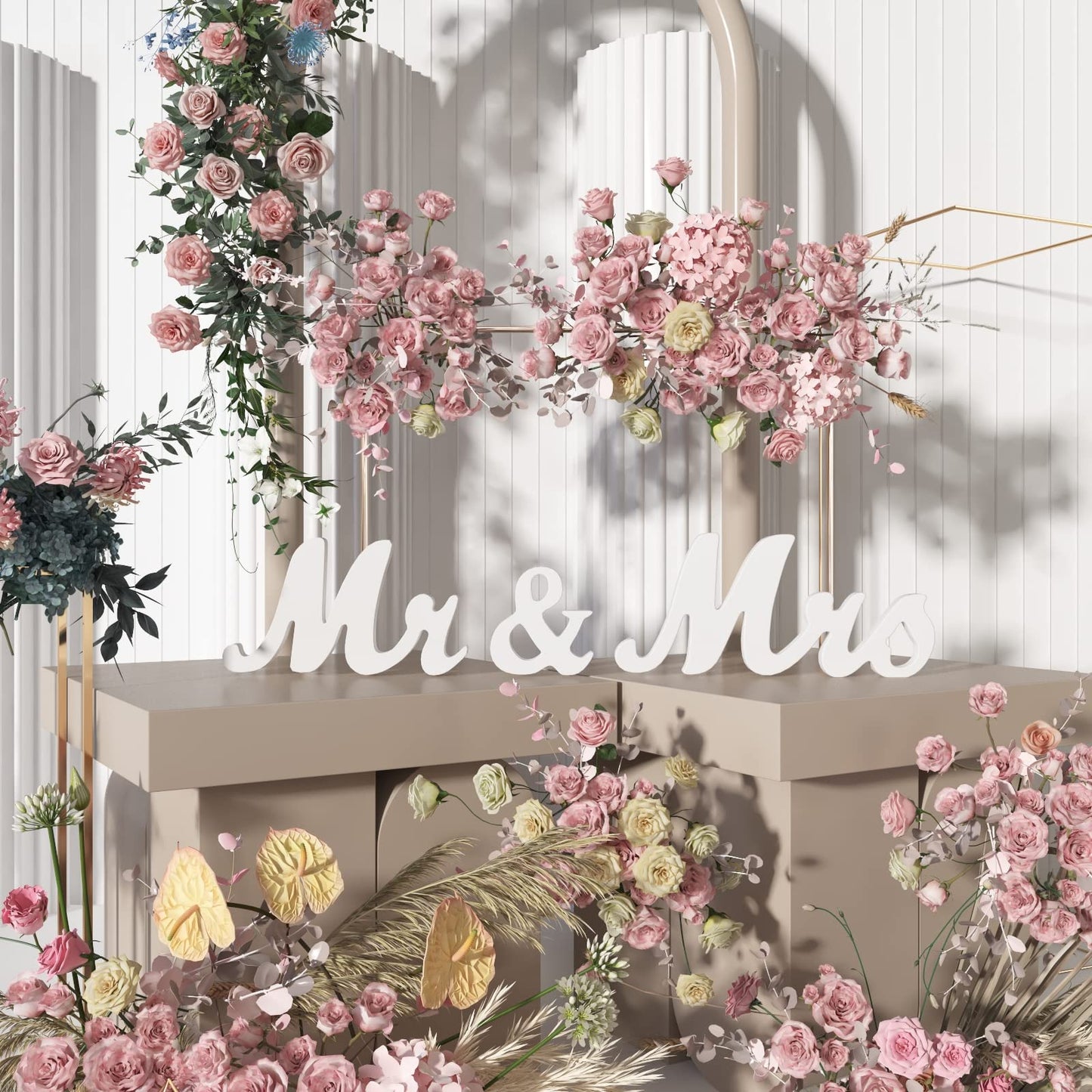 Mrs & Miss Signs for Wedding Table, Large Wooden Letters for Sweetheart Table, Photo Props Wedding Decorations for Anniversary, White