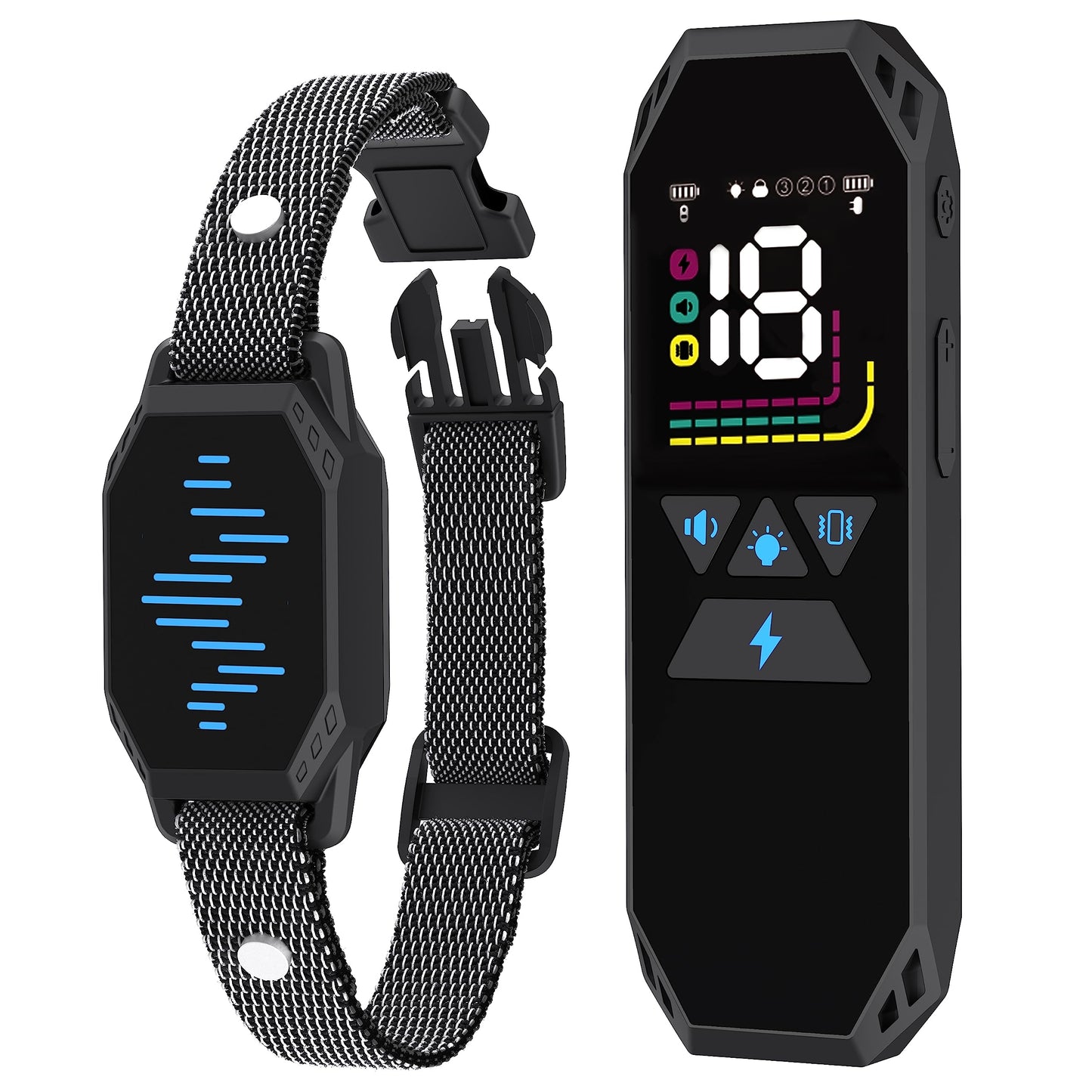 Dog Training Collar, Dog Shock Collar with Remote Control, 2500FT and 4 Training Modes Beep, Vibration, Electric Shock, IP67 Waterproof Rechargeable E-Collar for All Breed