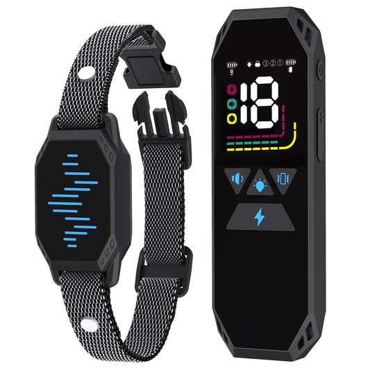 Dog Training Collar, Dog Shock Collar with Remote Control, 2500FT and 4 Training Modes Beep, Vibration, Electric Shock, IP67 Waterproof Rechargeable E-Collar for All Breed