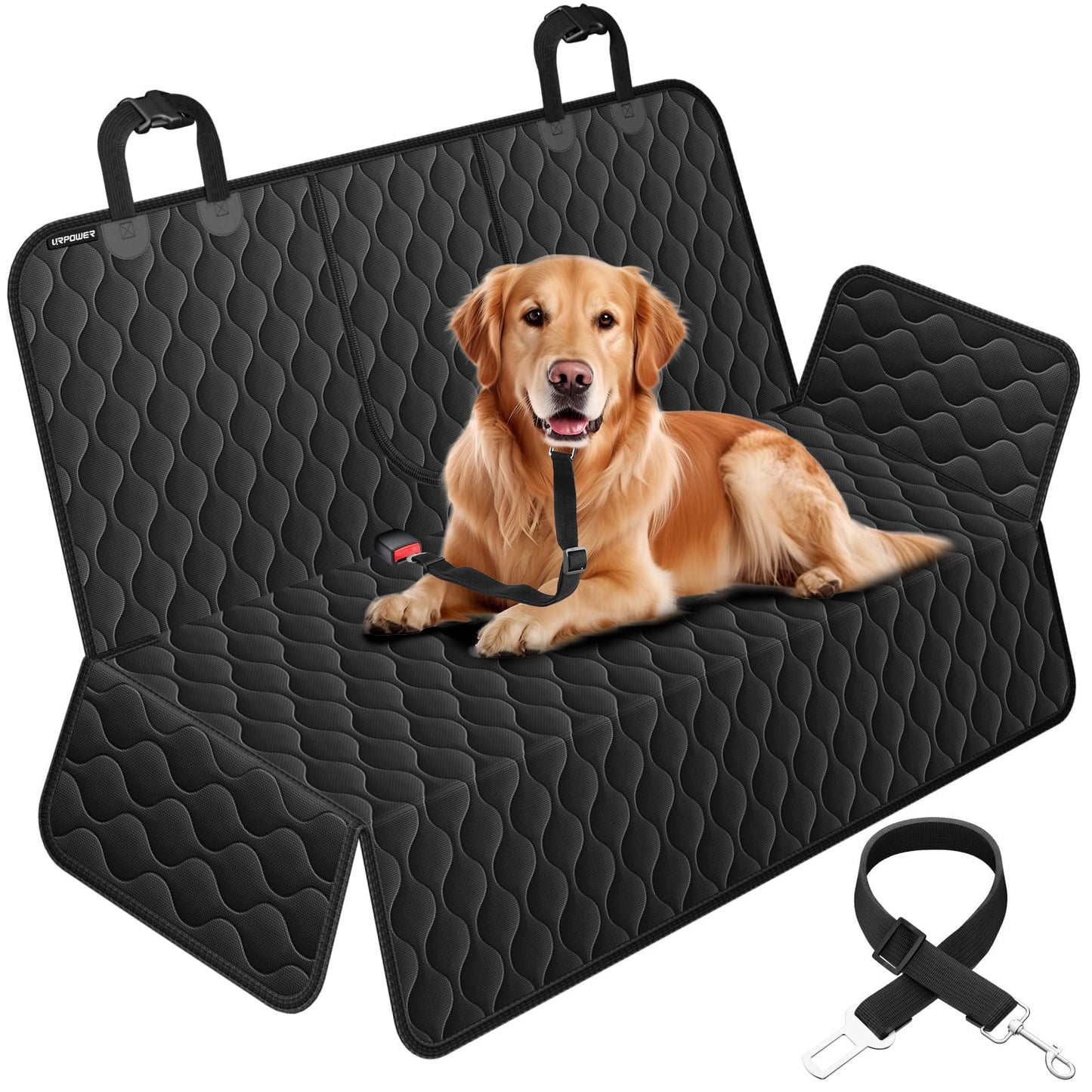 URPOWER Dog Car Seat Cover for Back Seat - Waterproof Bench Seat Cover Fits Middle Armrest for Cars, SUVs & Small Trucks, Nonslip Backseat Dog Covers Rear Seat Protector for Pets and Child