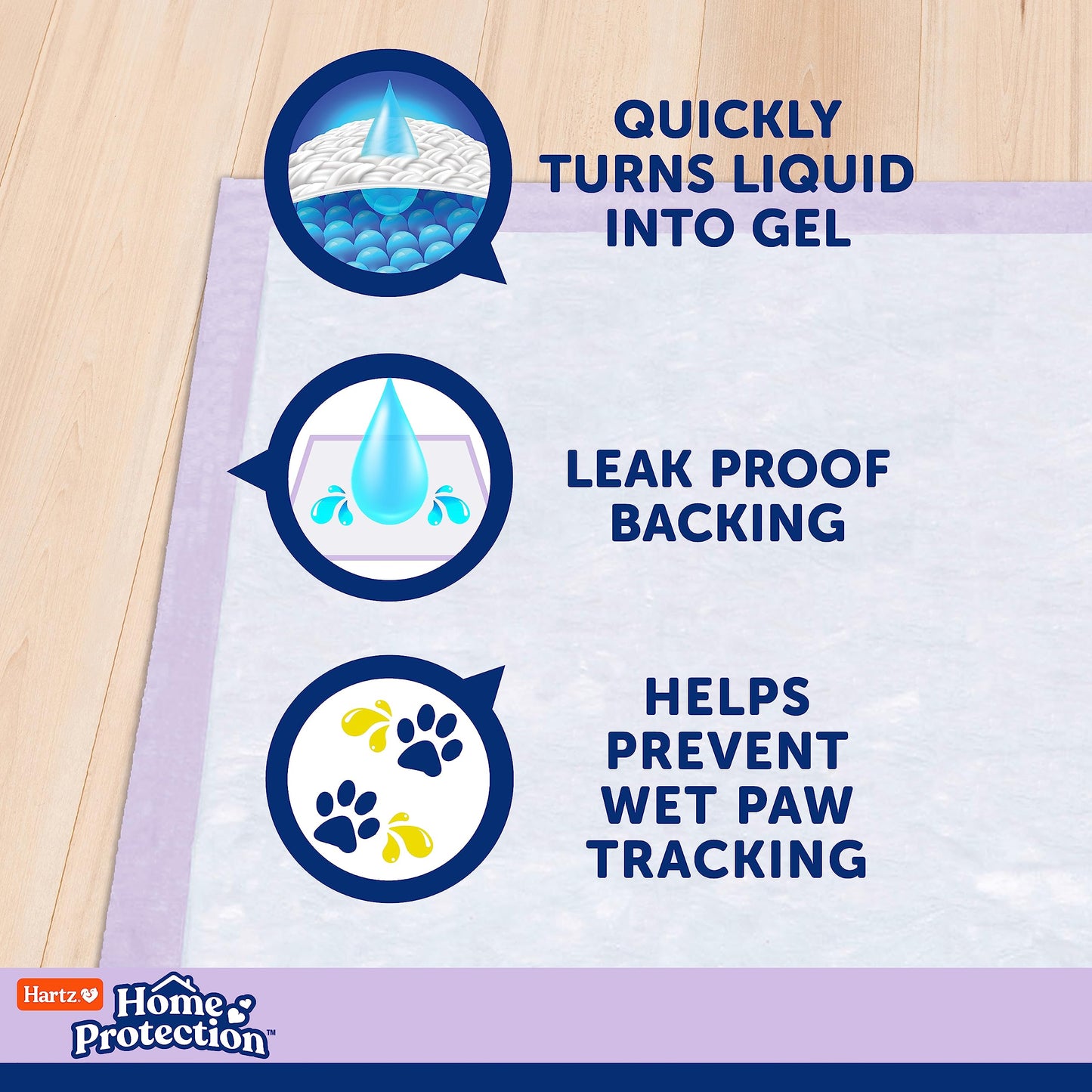 Hartz Home Protection Lavender Scented USA Made Dog Pads, 50 count, Super Absorbent & Won't Leak, Odor Eliminating