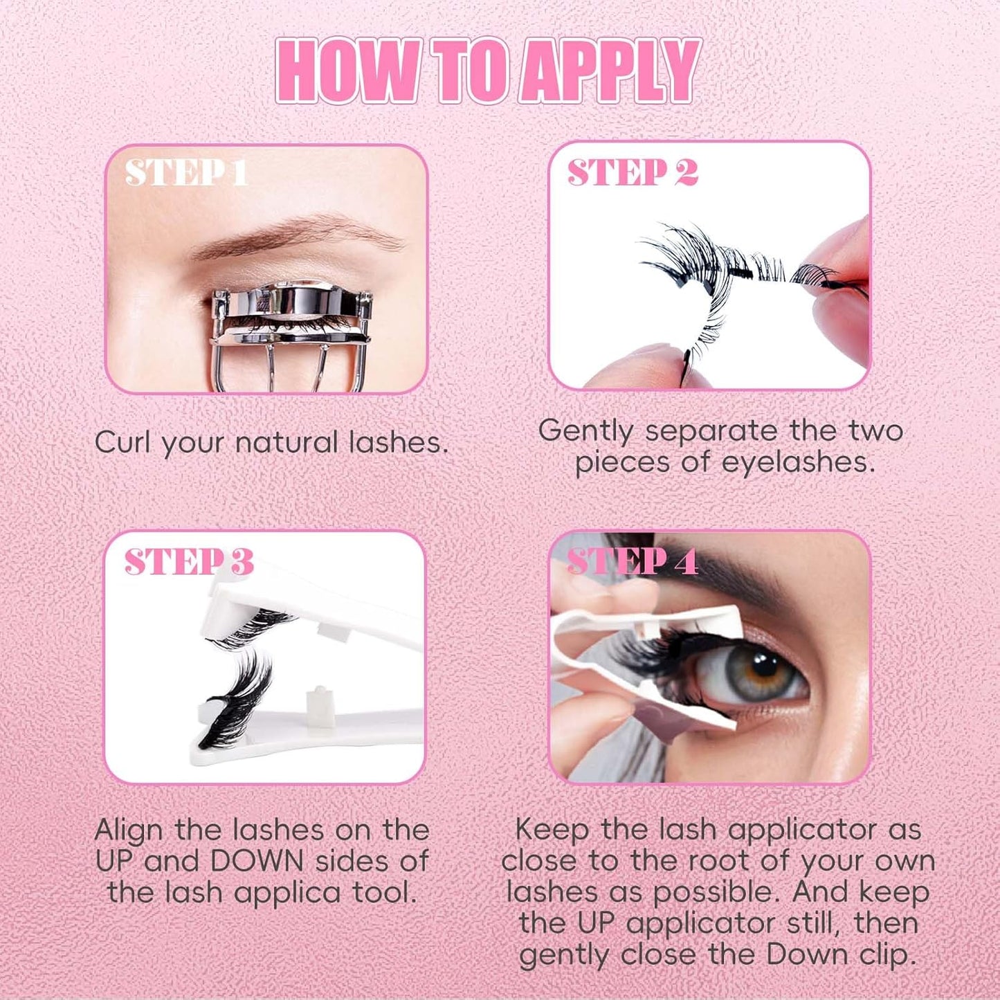 2 Pairs Magnetic Eyelashes with Applicator Waterproof Magnetic lashes Natural Look Reusable Eyelashes Easy to Wear and Remove No glue needed (R3+A05)