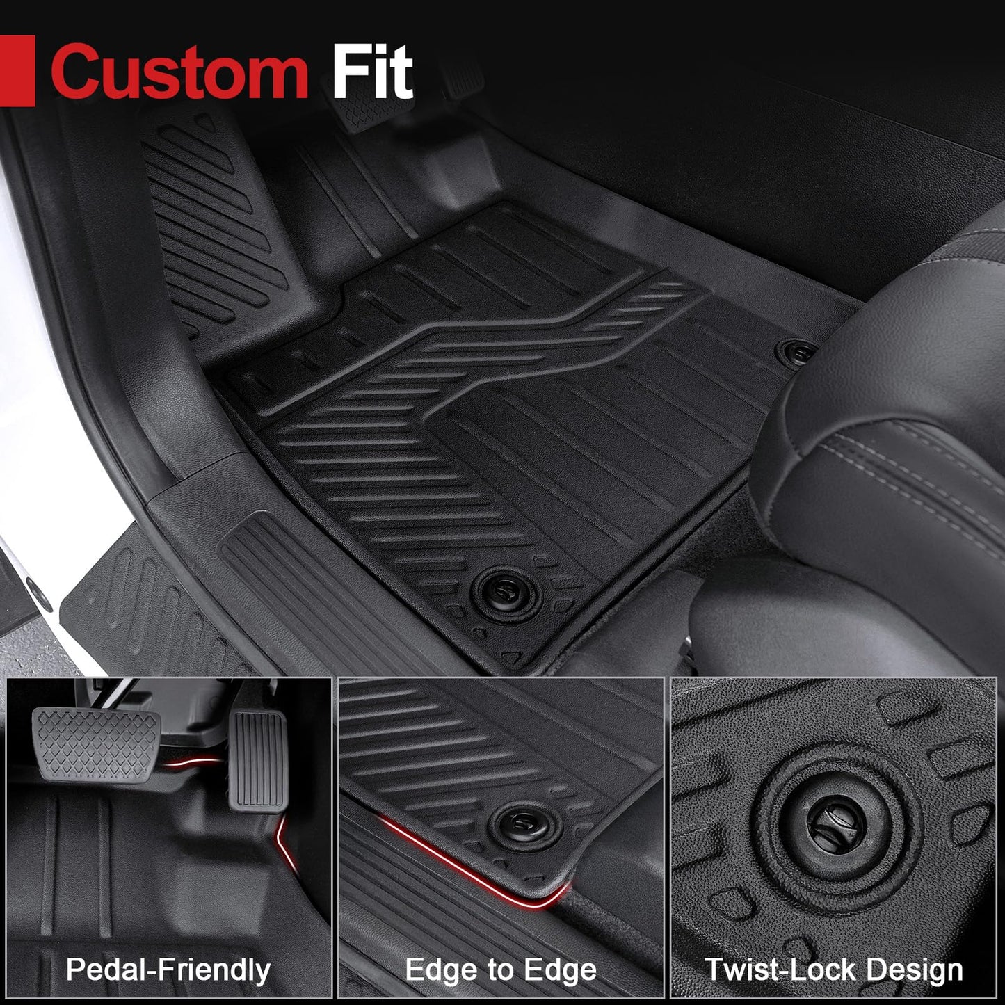 HOUCLEMIC Floor Mats for 2023-2025 Honda Pilot Cargo Mat with Backrest Mat All Weather TPE Cargo Liner Car Mats Replacement Protection for 2025 Honda Pilot Accessories Door Sill Guards