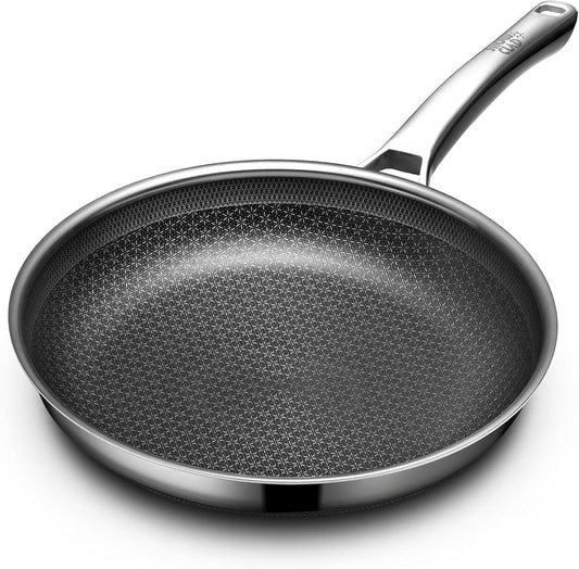 LIGTSPCE Non Stick Frying Pans, 12 inch Hybrid Frying Pans Nonstick,non stick Stainless Steel Skillets, Dishwasher/Oven Safe Cookware, Induction Compatible, PFOA Free Cookware
