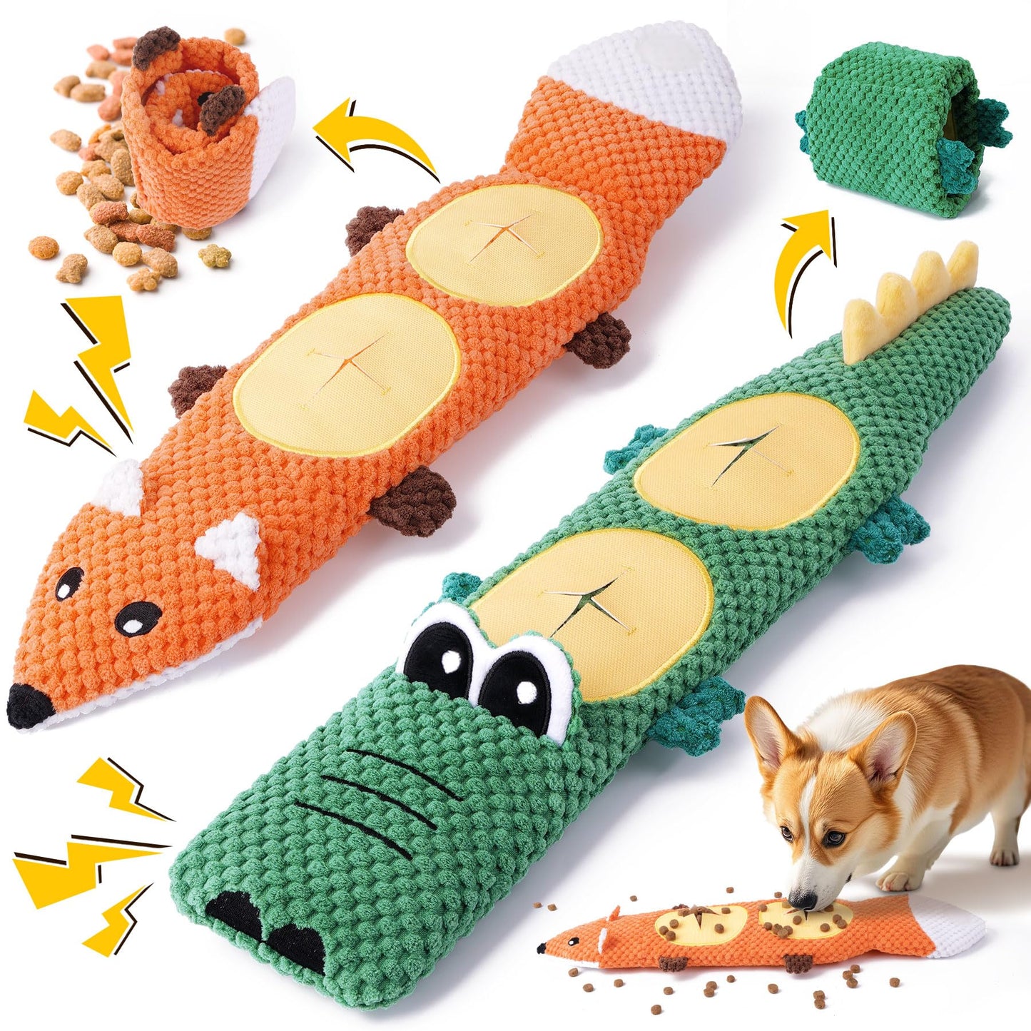 XIUGOAL Dog Toys for Aggressive Chewers, 2 Pack No Stuffing Interactive Dog Toys for Boredom and Teething, Squeaky Chew Toy for Small, Medium Breed to Keep Them Busy
