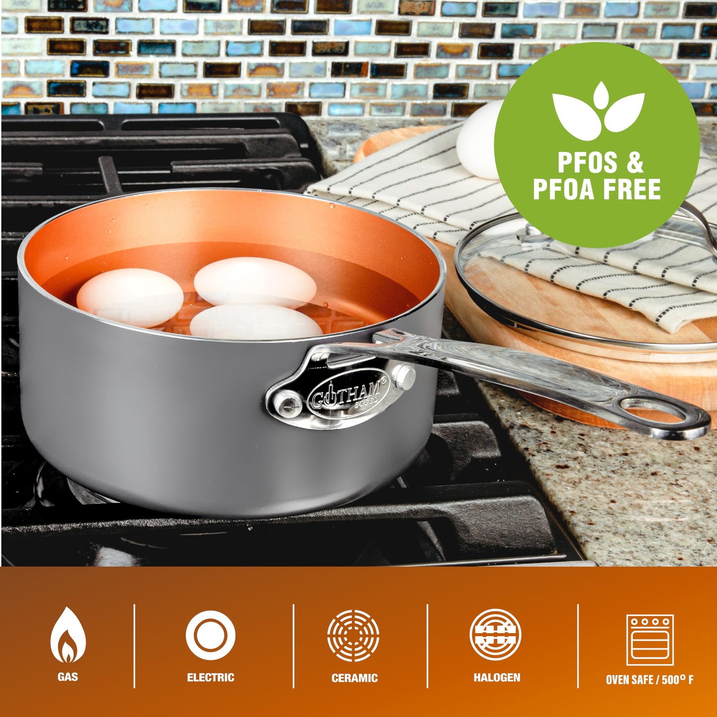 GOTHAM STEEL 20 Pc Ceramic Cookware Set Nonstick, Copper Pots and Pans Set Non Stick for Kitchen with Bakeware and Cooking Utensils, Non Toxic Made Without PFOA PFOS LEAD, Oven & Dishwasher Safe