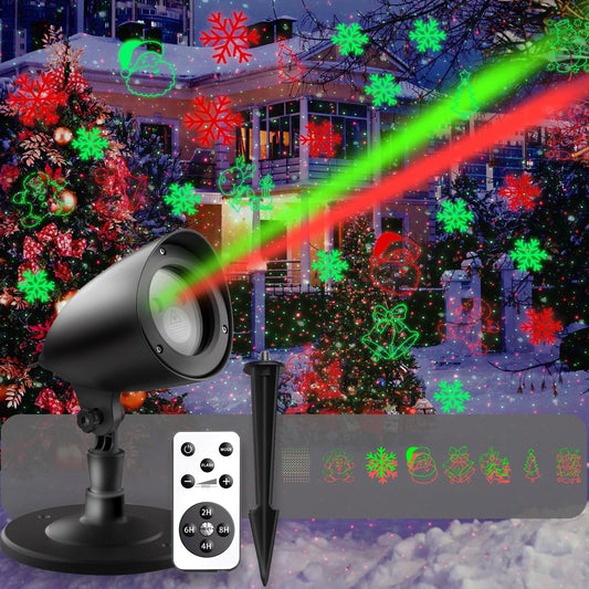 XFWOJOO Laser Christmas Projector Lights - Outdoor Garden Laser Lights with Red and Green Stars, IP65 Waterproof Landscape Projector Spotlights for Indoor and Outdoor