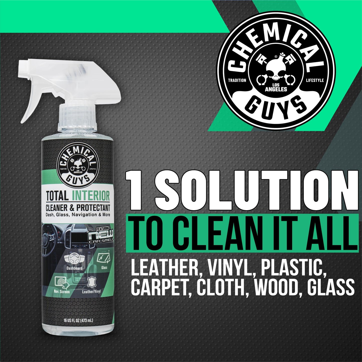 Chemical Guys SPI23416 Total Interior Cleaner and Protectant, New Car Smell, (Safe for Cars, Trucks, SUVs, Jeeps, RVs & More) 16 fl oz