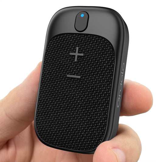 Oraolo Wearable Bluetooth Speaker, Clip-On Wireless Portable Speaker Built-in Mics for Hands-Free Music and Calls, Waterproof Outdoor Mini Speakers for Working, Hiking, Running, 18H Playtime, 1 Pack