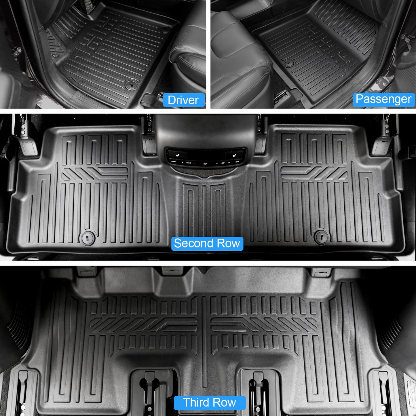 HOUCLEMIC Floor Mats for 2020-2024 2025 Hyundai Palisade 7/8 Passenger, Trunk Mat with Seat Back Cover and Lower Cargo Mat All Weather Interior Protector for Hyundai Palisade Calligraphy Accessories