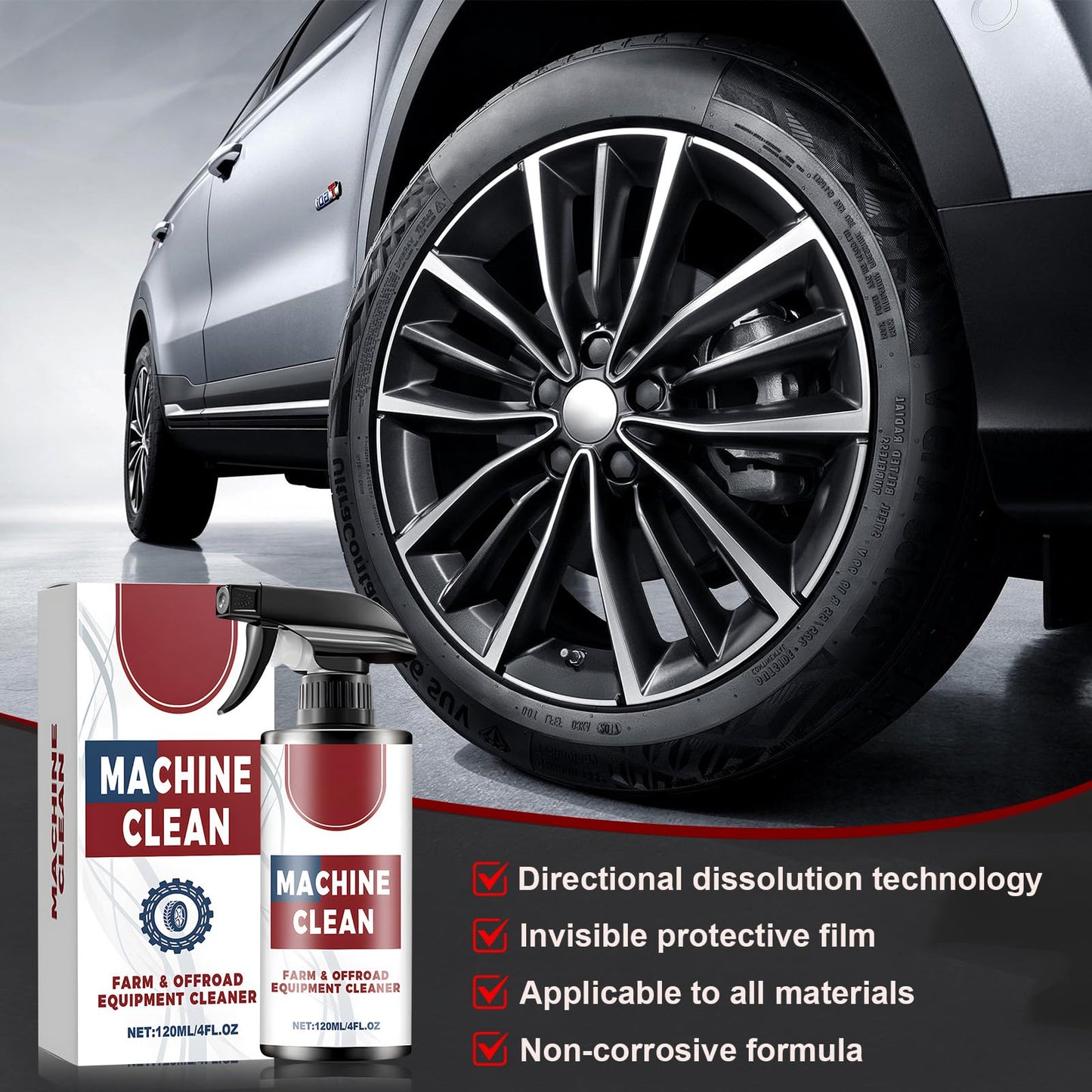 2PC Machine Clean Outdoor All-Purpose Cleaner，Machine clean spray, Heavy-Duty Outdoor All Purpose Cleaning,Car Tire Foam Polish & Refurbishment