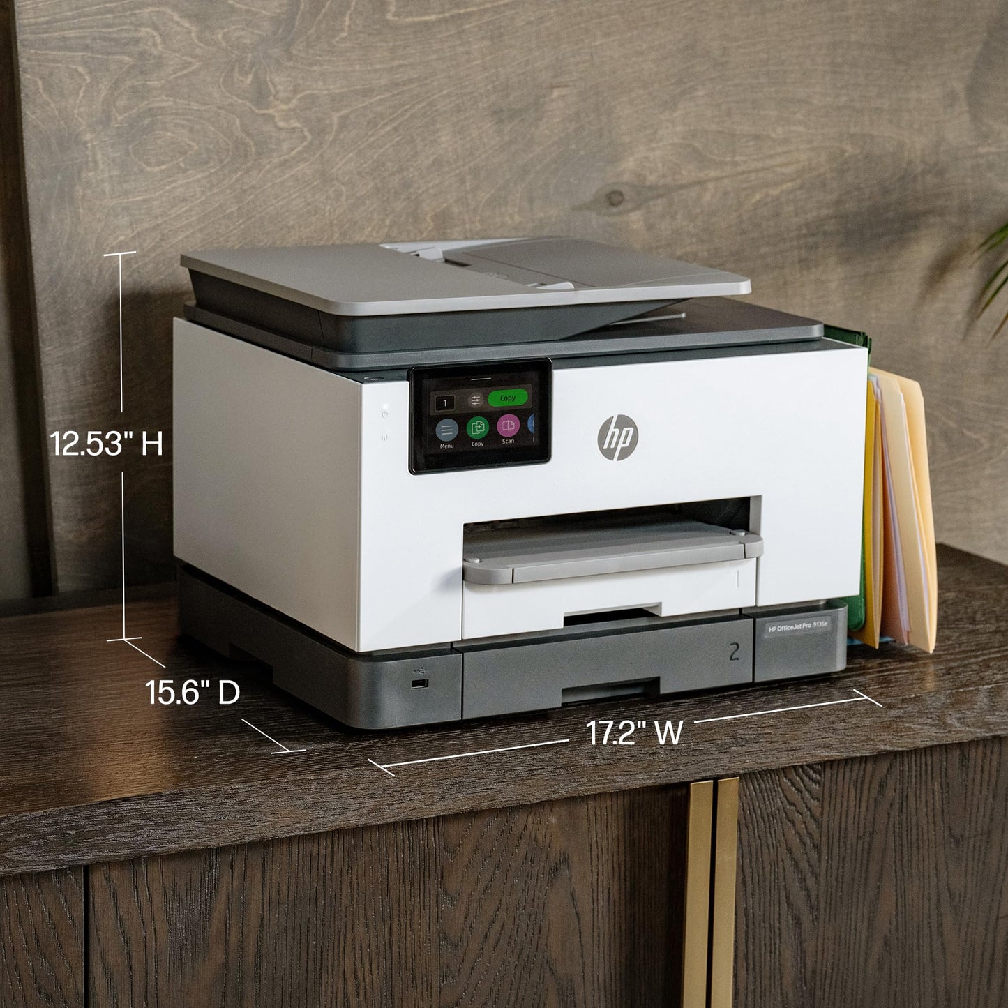 HP OfficeJet Pro 9135e Wireless All-in-One Color Inkjet Printer, Print, scan, copy, fax, ADF, Duplex printing best-for-office, 3 month Instant Ink trial included, AI-enabled (404M0A)