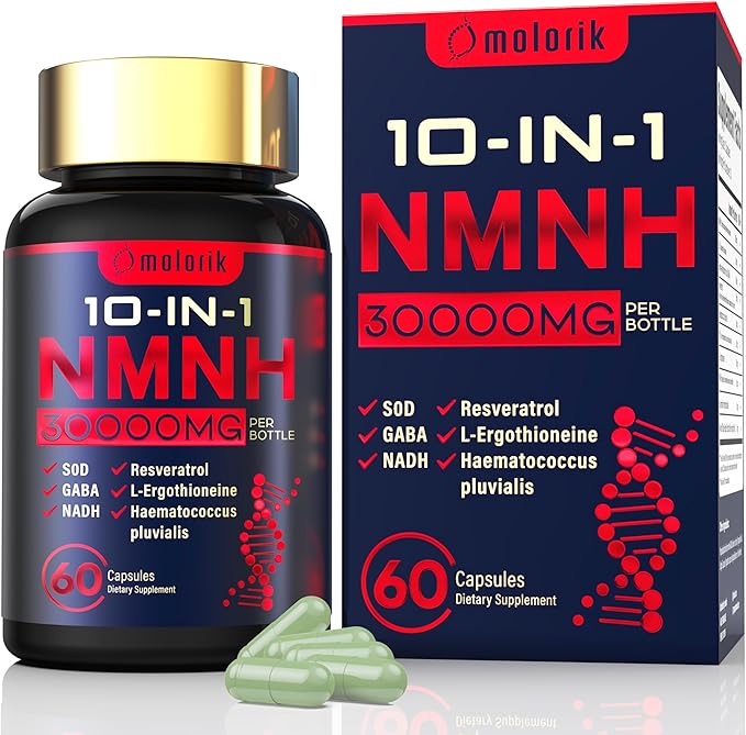 NMNH (Dihydronicotinamide Mononucleotide), 1000mg Per Serving NAD High Purity Supplement Alternative, Capsules Gluten Free, Non-GMO, for Anti-Aging, Energy, Focus - 067