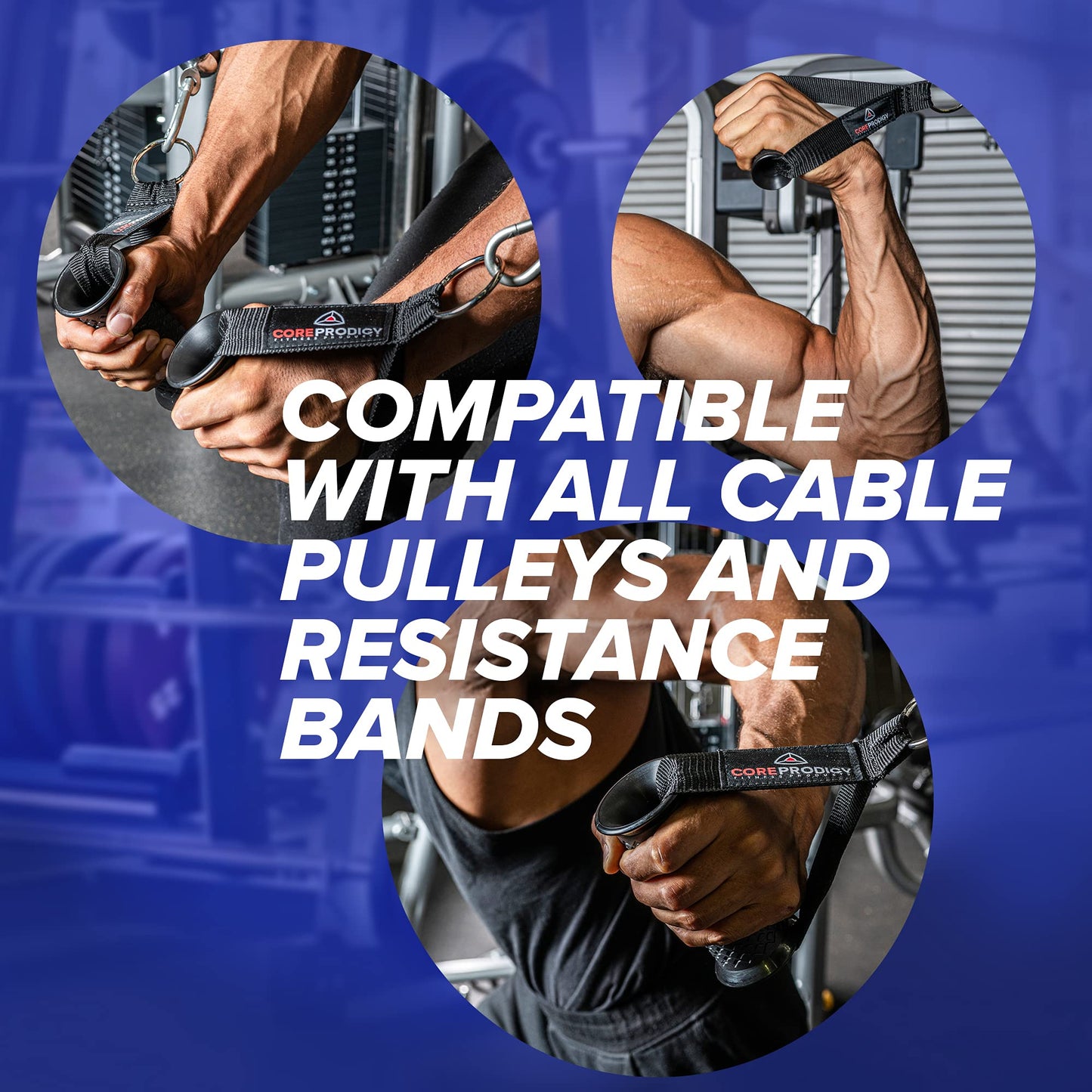 Core Prodigy Heavy Duty Exercise Handles - Grip Attachments for Cable Machine Pulleys, Gym Equipment, Resistance Bands, and Weight Lifting (Standard)
