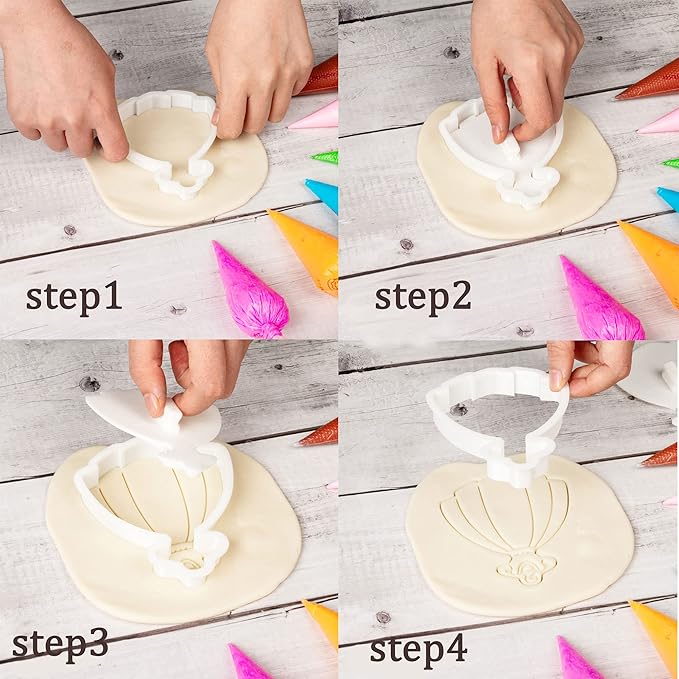 Flycalf Wedding Cookie Cutters with Plunger Stamps Bouquet Bridesmaid Bridal Shower Holiday PLA Cake Baking Accessories Cutter Molds for Kids Decorative Party 3" Kitchen Cake Supplies